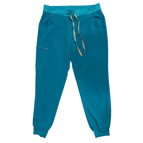 Figs Pants - FIGS Zamora Jogger Scrub Pants Teal Blue Womens Large Yoga Waistband W16SW2005